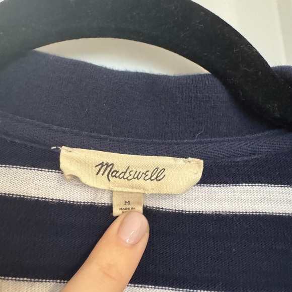 Madewell Stripe Long Sleeve Rugby Shirt Navy and White Medium - Picture 4 of 4